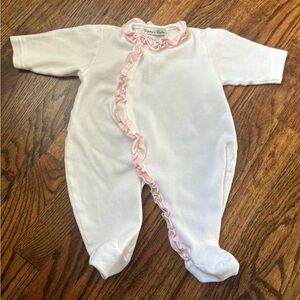 Sippy’s Babes White and Pink Ruffled Baby One Piece Onesie 3M